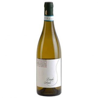 Flasche Langhe Arneis Weißwein mit einem eleganten Etikett und grünem Verschluss.